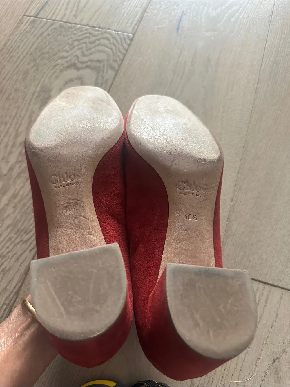 Chloe Red Scalloped Edge Suede 65mm size 40.5
